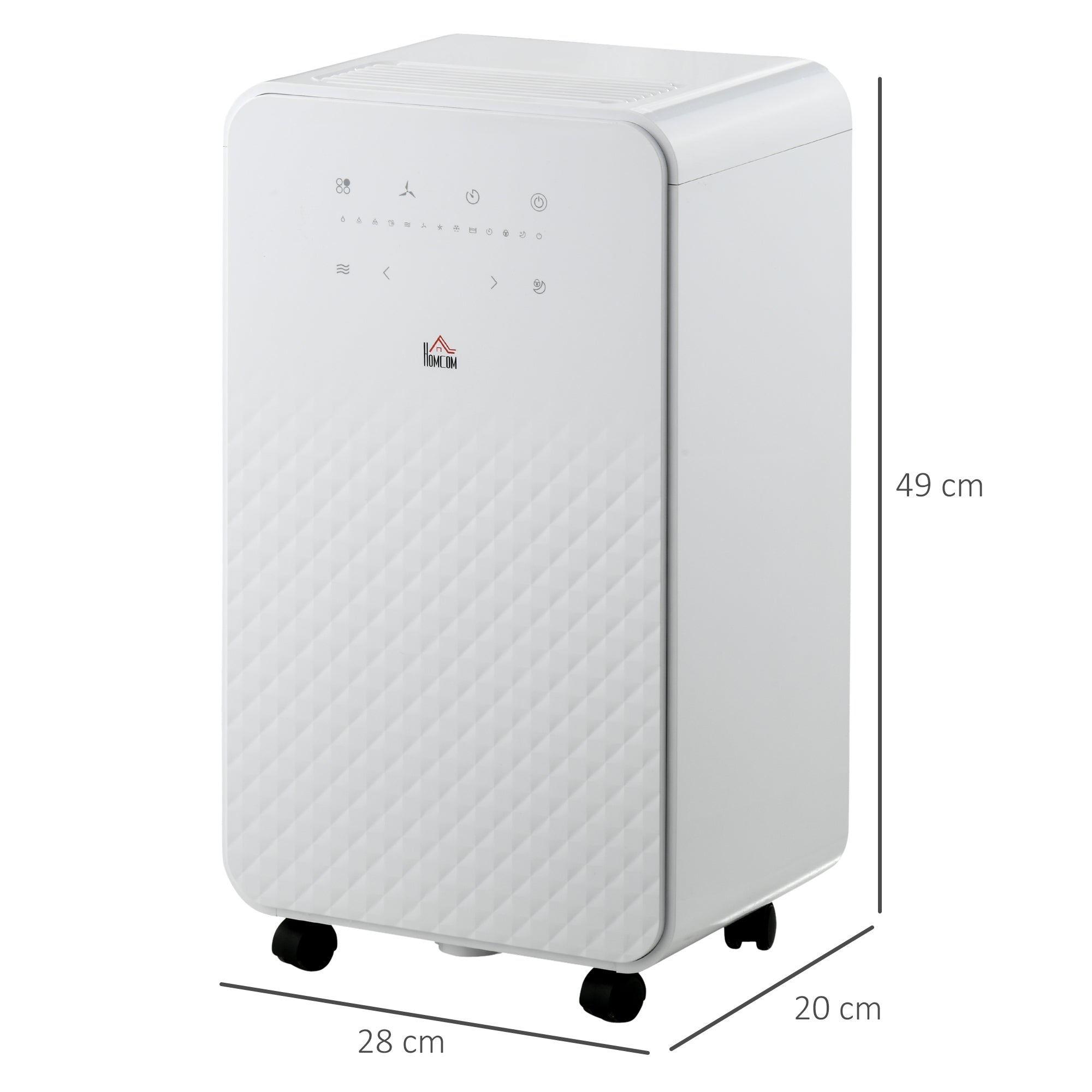 2000mL Portable Dehumidifier With Air Purifier, 24H Timer, 5 Modes, 10L/Day, For Home Laundry, White