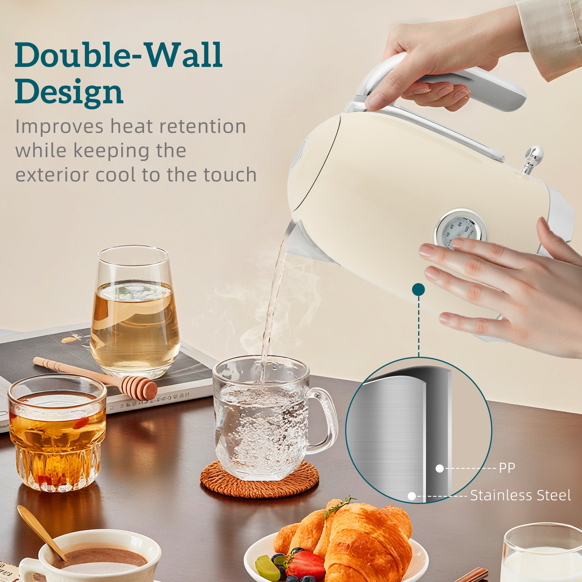 Retro Toaster And Kettle Set - Cream