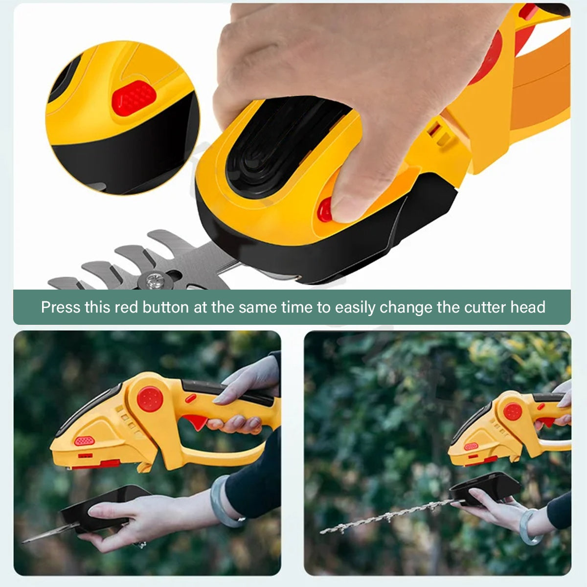 21V Cordless Hedge Trimmer 2in1 Grass Shear Shrub Branch Cutter With 2 Batteries