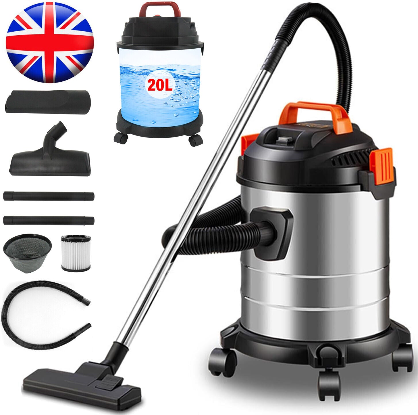 19000Pa Vacuum Cleaner Wet And Dry 20L Cylinder Powerful Compact Blower Cleaner