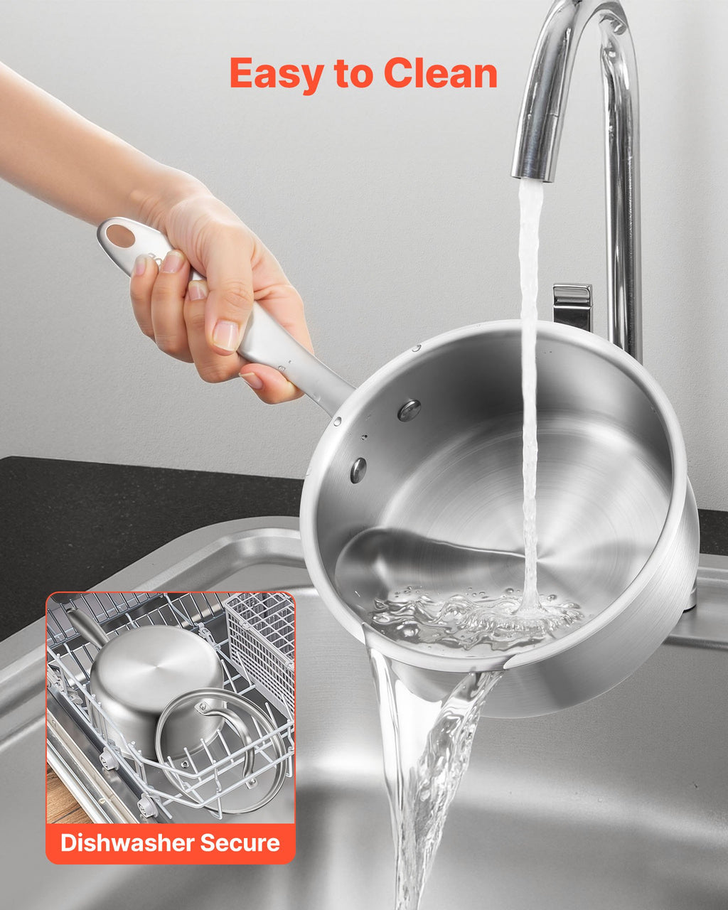 1.5 QT Saucepan, Stainless Steel Saucepan With Glass Lid, Multipurpose Nonstick Stainless Steel Small Cooking Sauce Pot With Ergonomic Handle, Friendly For Oven, Dishwasher, Induction Cooker