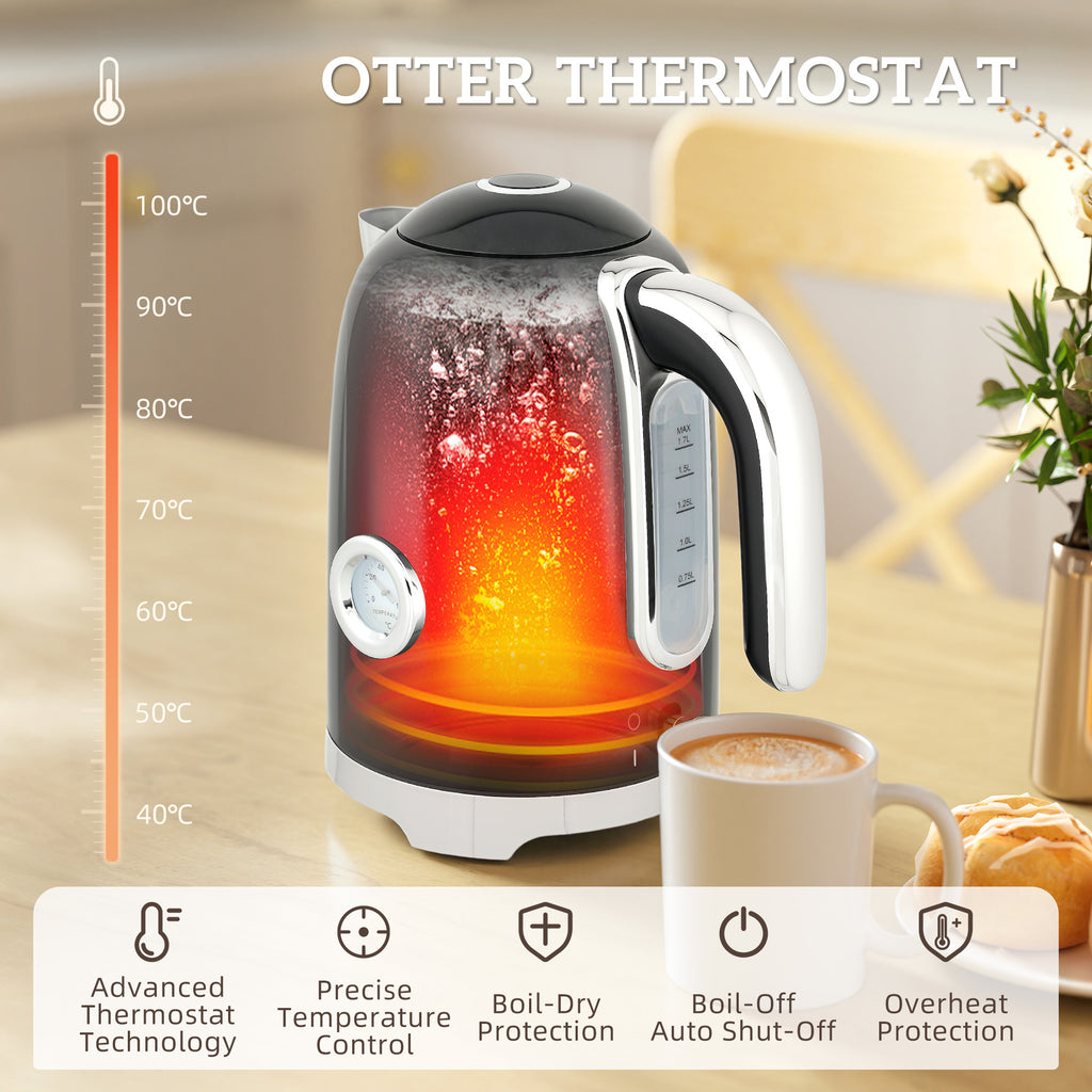 Retro 3000W Kettle And Toaster Set - Black