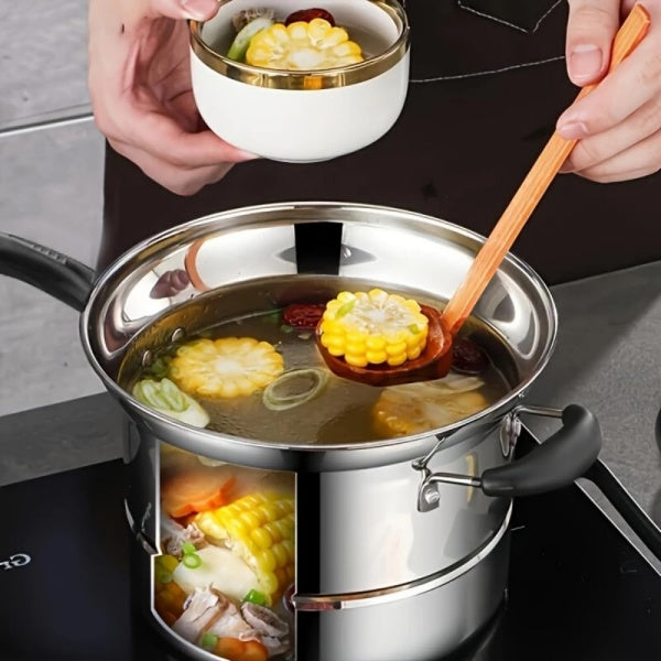 4pc Non Stick Chip Pan Deep Fat Fryer Cooking Noodle Soup Pot Frying Basket&Lid