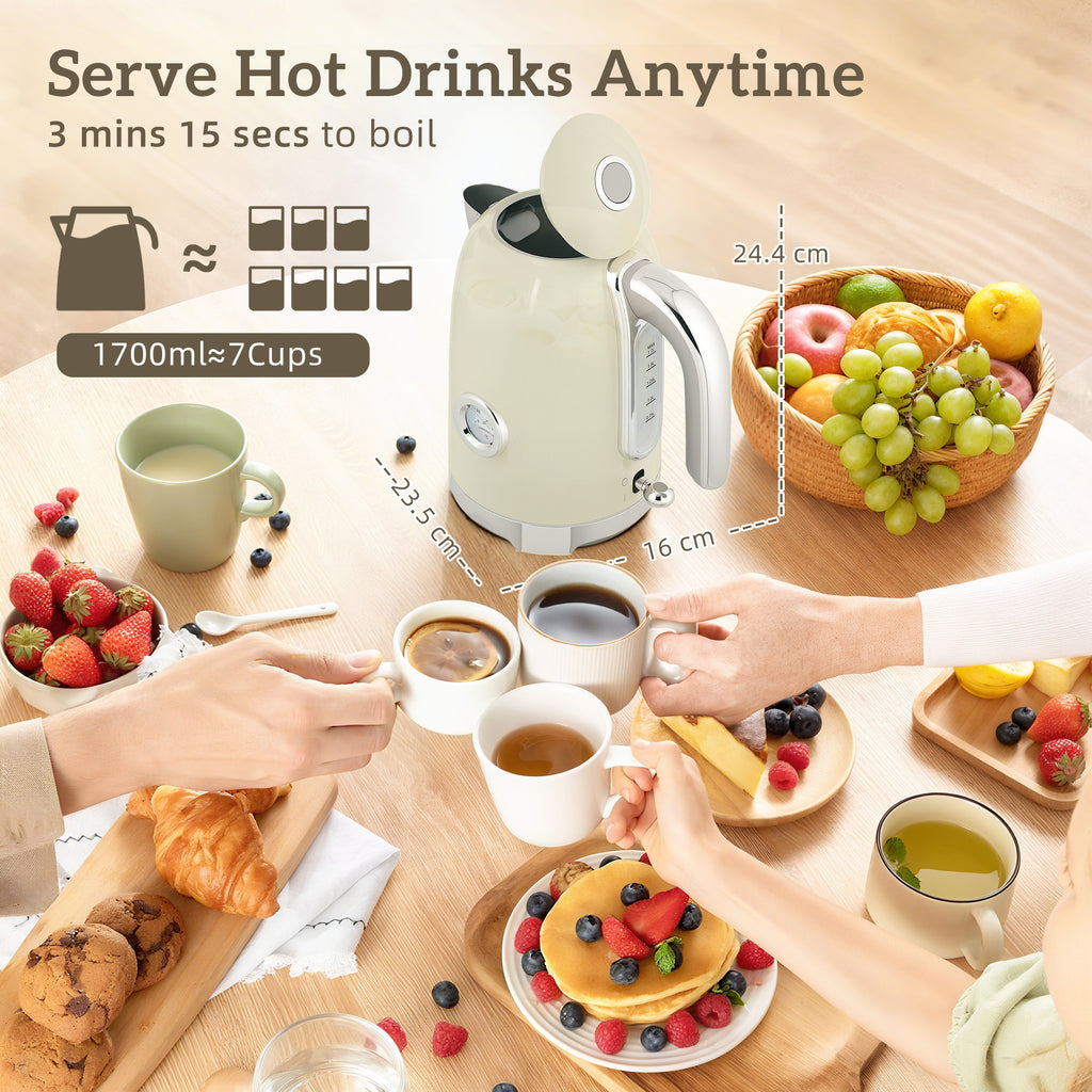 Retro 3000W Kettle And Toaster Set - Grey