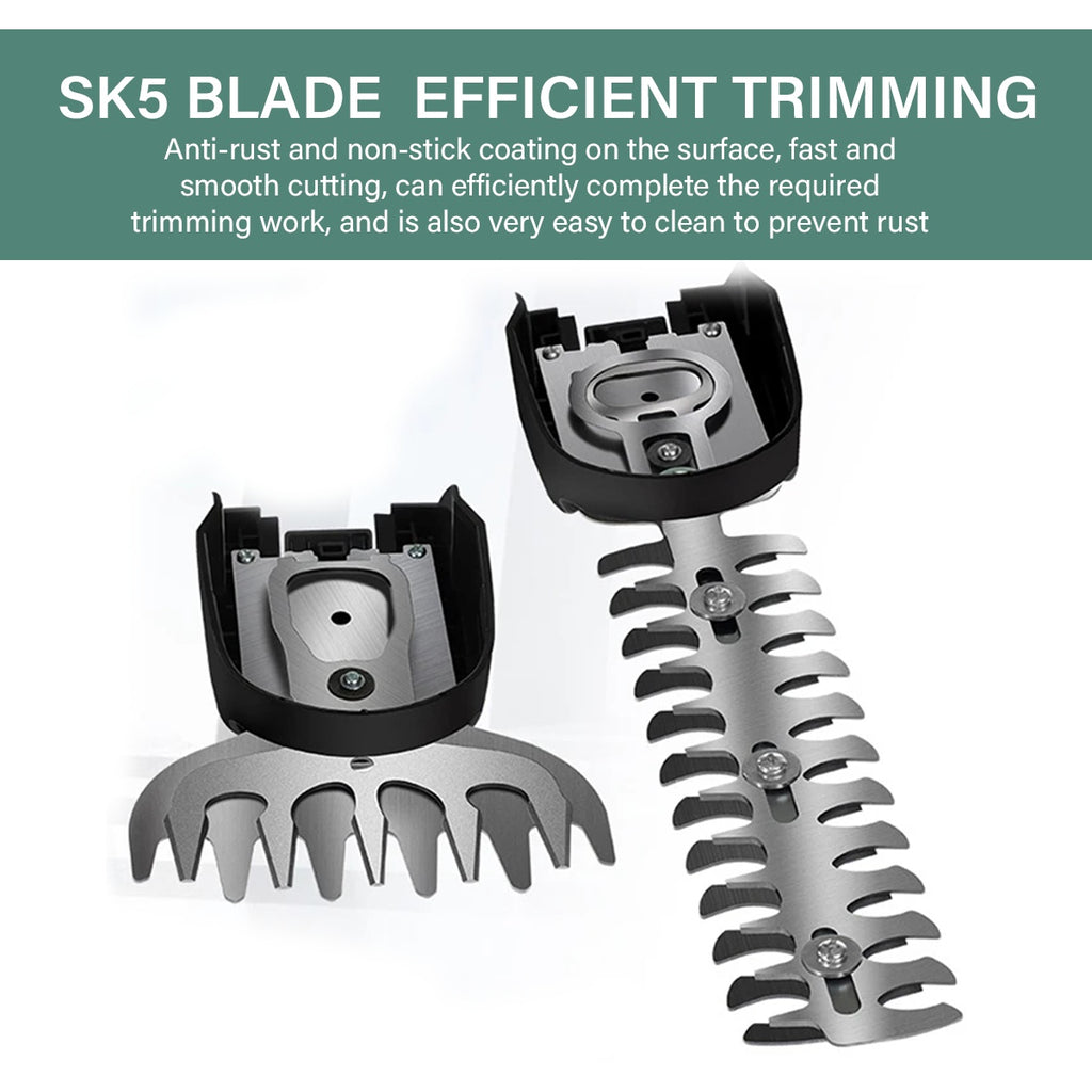 21V Cordless Hedge Trimmer 2in1 Grass Shear Shrub Branch Cutter With 2 Batteries