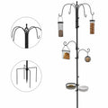 Pawhut Bird Feeding Station Kit, Wild Bird Feeder Pole With 6 Hooks, 4 Hanging Feeders For Peanuts, Seed, Fat Balls, For Garden, Outdoor, Black