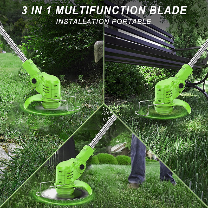 Cordless Electric Grass Trimmer 2-in-1 Lawn Edger W & 2 Batteries & Blades  Yard Garden Tool Kit