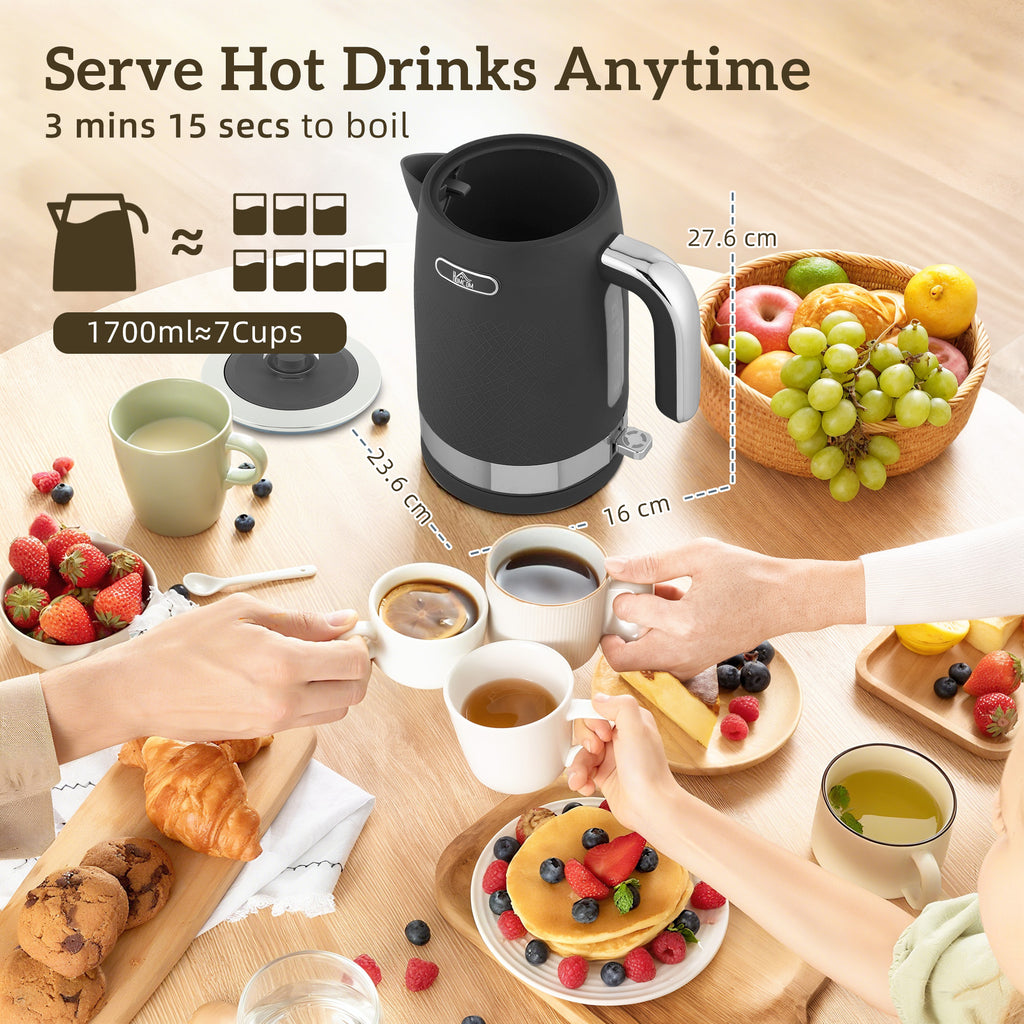 Sleek Textured Kettle And Toaster Set - Black