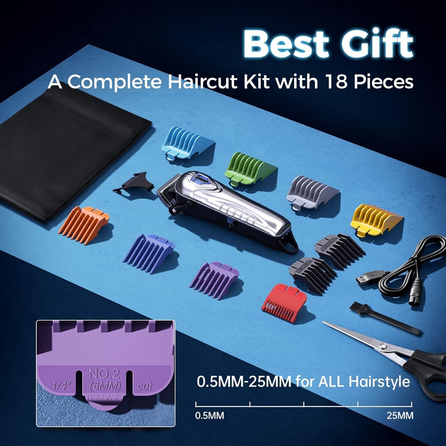 Professional Men Hair Clippers Trimmer Kit Cutting Machine Cordless Barber Salon