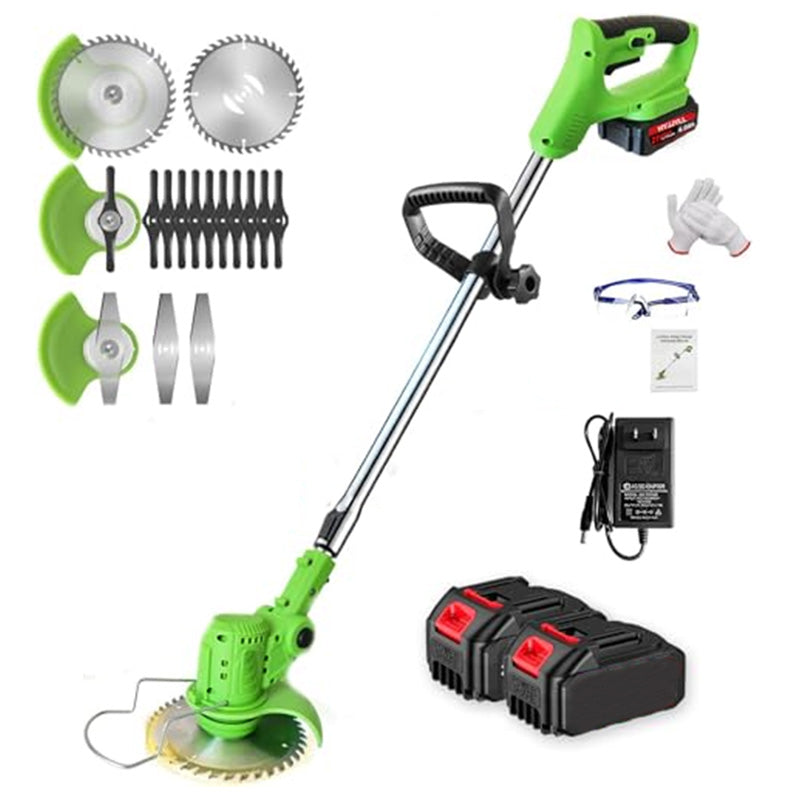 Cordless Electric Grass Trimmer 2-in-1 Lawn Edger W & 2 Batteries & Blades  Yard Garden Tool Kit