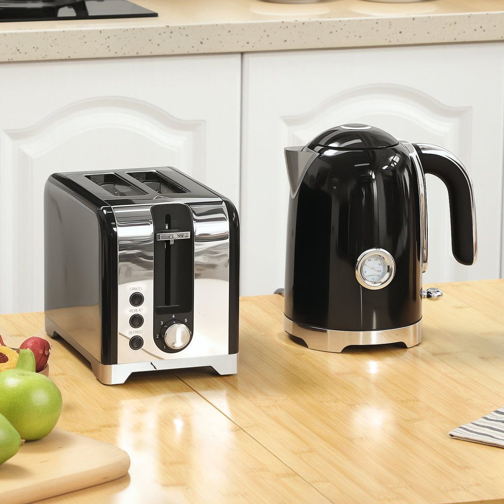 Retro Toaster And Kettle Set - Black
