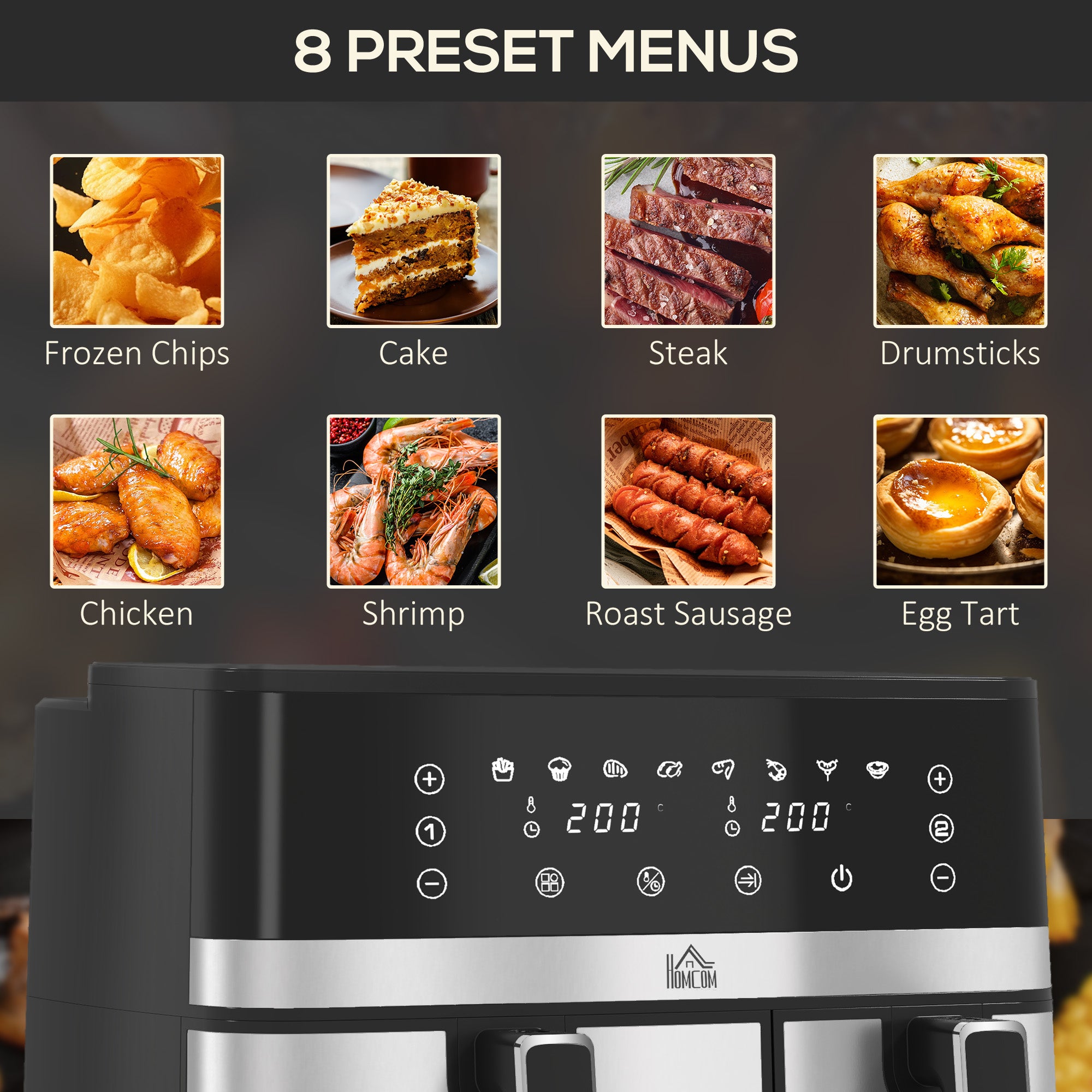 8.5L Dual Basket Air Fryer, With Sync And Multi-Menu Cooking