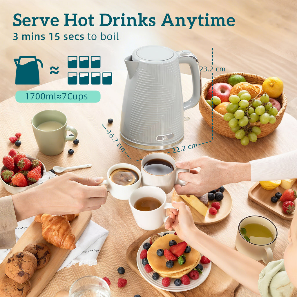 Modern Kettle And Toaster Set - Grey