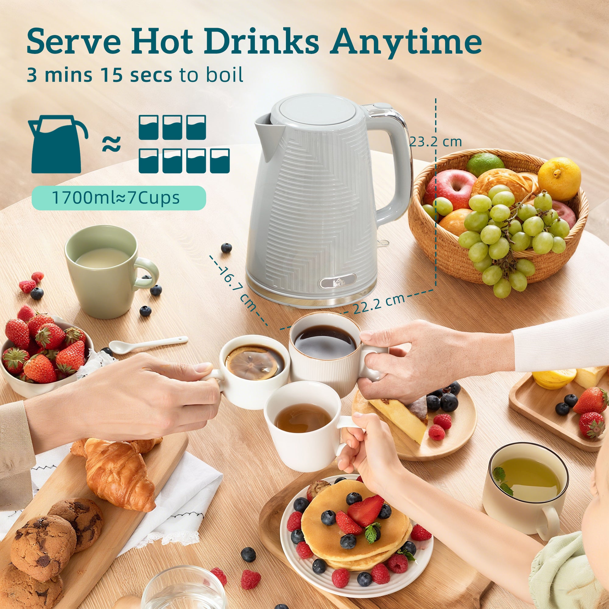 Modern Kettle And Toaster Set - Grey