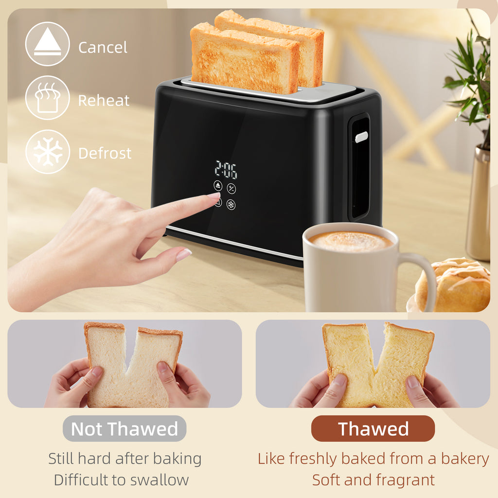 Polished Stainless Steel Kettle And Toaster Set - Black