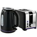 Simple Polished Toaster And Kettle Set - Black