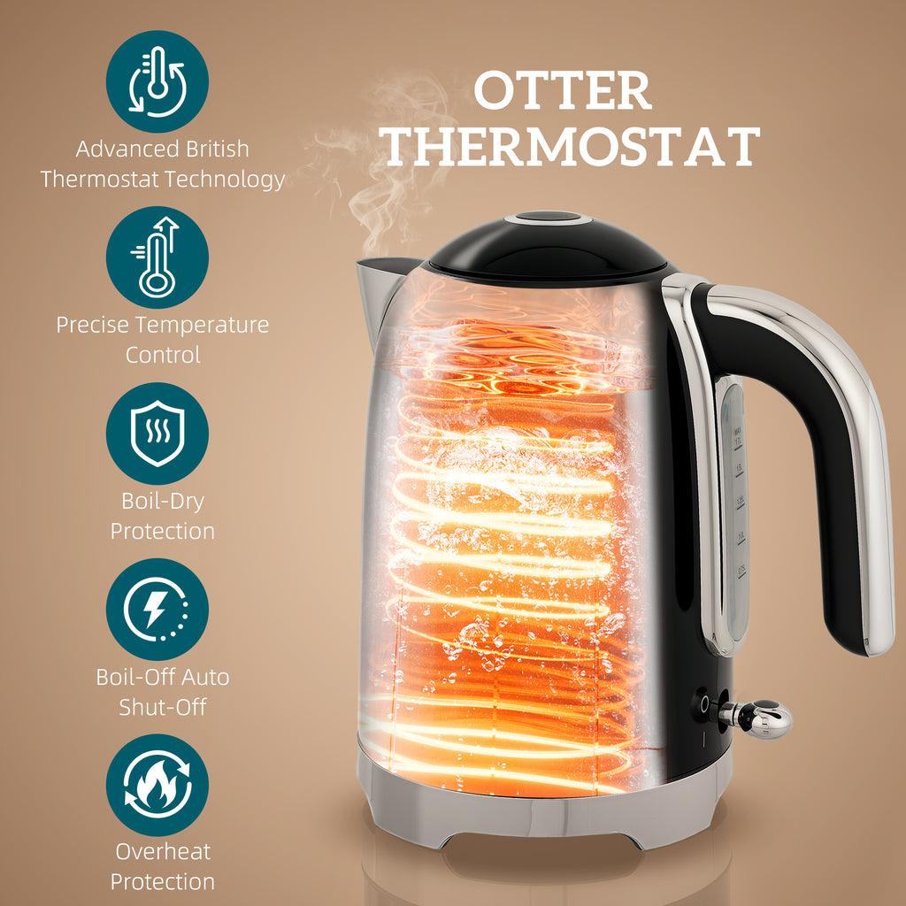 Retro Toaster And Kettle Set - Black