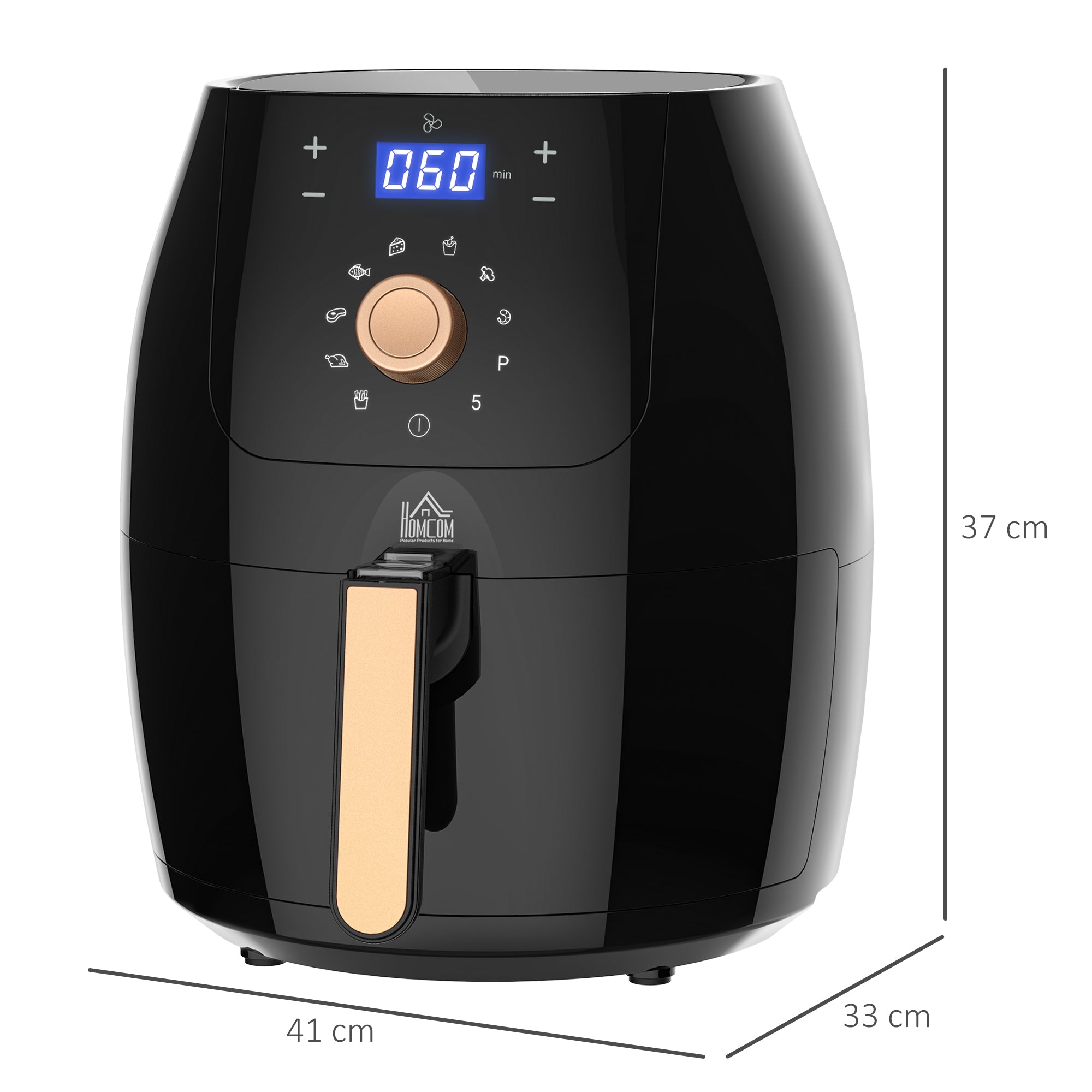 5.5L 1700W Air Fryer With Digital Display, 80-200℃