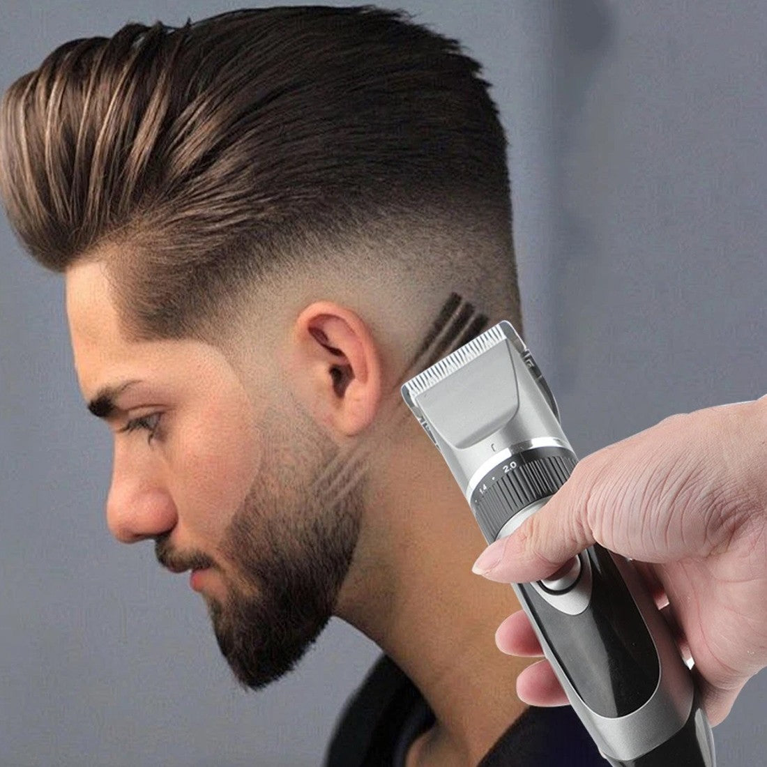 Close-up of hair trimmer blades for precise cutting