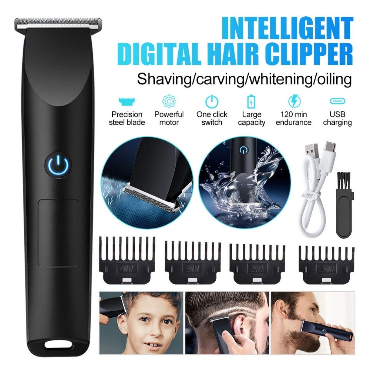 Men's Shaver Electric Hair Clipper Beard Trimmer Razor Rechargeable Shaving Machine USB Rechargeable
